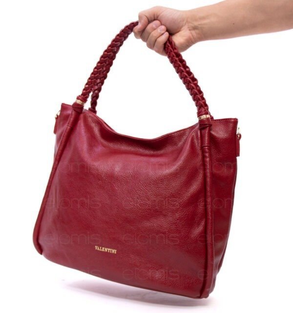 Grand sac avec anses tressées " VALENTINI GINO " à triple compartiments interne - Rouge – Image 2