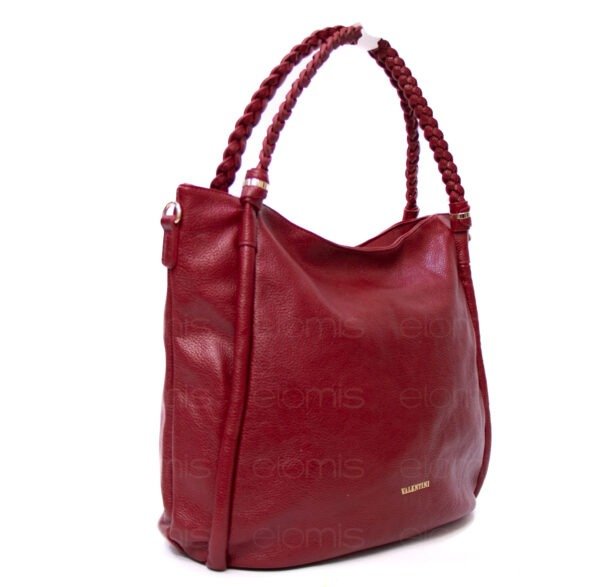 Grand sac avec anses tressées " VALENTINI GINO " à triple compartiments interne - Rouge – Image 3