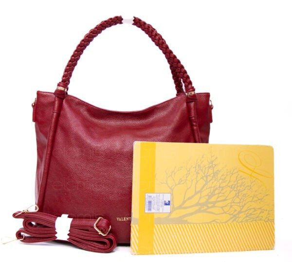 Grand sac avec anses tressées " VALENTINI GINO " à triple compartiments interne - Rouge – Image 5