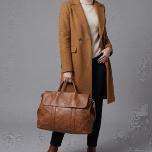 Grand sac à main / Sac cabas " DUDLIN " à triple compartiments interne - Marron