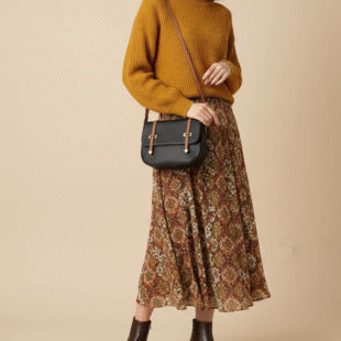 Alternative view of Sac bandoulière " sara fashion bag " moyenne taille - Noir / Finitions Marron