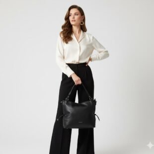 Alternative view of Grand sac " VALENTINI GINO " à triple compartiments interne - Noir