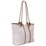 Alternative view of Sac porté épaule " Fashion Bag " cuir synthétique -Blanc cassé / Finitions marron