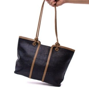 Alternative view of Sac porté épaule " Fashion Bag " cuir synthétique - Noir / Finitions Marron