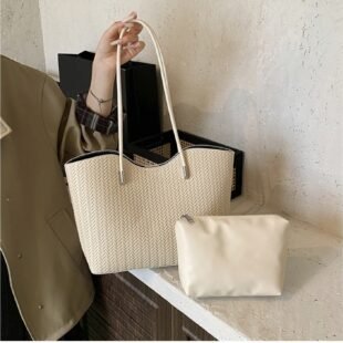 Sac porté épaule " Fashion Bag " avec pochette - Blanc cassé
