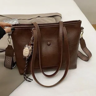 Sac bandoulière / porté épaule" Fashion Bag " vintage à triple compartiments  - Marron foncé