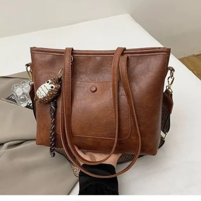 Sac bandoulière/ porté épaule" Fashion Bag " vintage à triple compartiments  - Marron