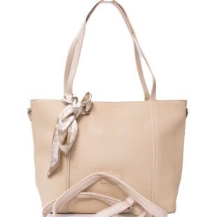 Alternative view of Sac à main / porté épaule " Fashion Bag " cuir synthétique effet tissu - Beige crème