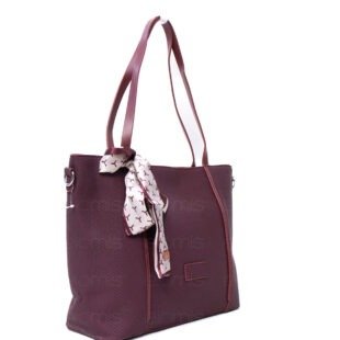 Alternative view of Sac à main / porté épaule " Fashion Bag " cuir synthétique effet tissu - Bordeaux