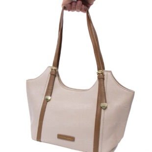 Alternative view of Sac porté épaule " Fashion Bag " cuir synthétique - Beige / Finitions marron