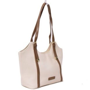 Alternative view of Sac porté épaule " Fashion Bag " cuir synthétique - Beige clair / Finitions marron