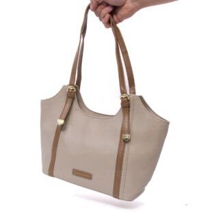 Alternative view of Sac porté épaule " Fashion Bag " cuir synthétique - Kaki / Finitions marron