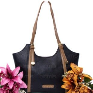 Sac porté épaule " Fashion Bag " cuir synthétique -Noir / Finitions marron