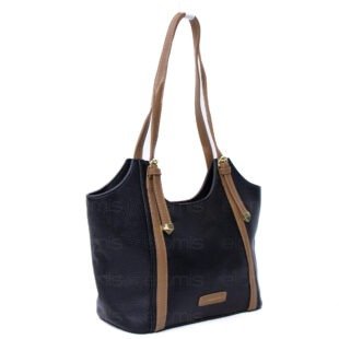 Alternative view of Sac porté épaule " Fashion Bag " cuir synthétique -Noir / Finitions marron