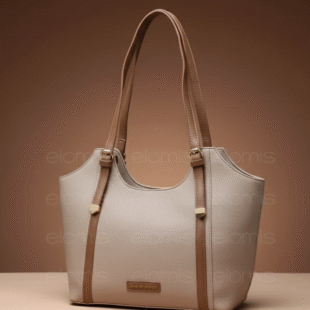 Sac porté épaule " Fashion Bag " cuir synthétique - Kaki / Finitions marron