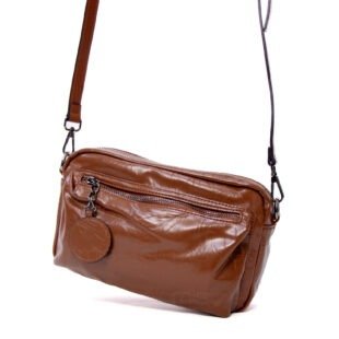 Petit sac bandoulière " Fashion bag " effet gloss - Marron