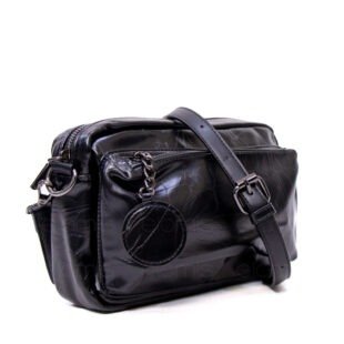 Petit sac bandoulière " Fashion bag " effet gloss - Noir