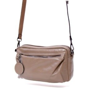 Petit sac bandoulière " Fashion bag " effet gloss - Taupe