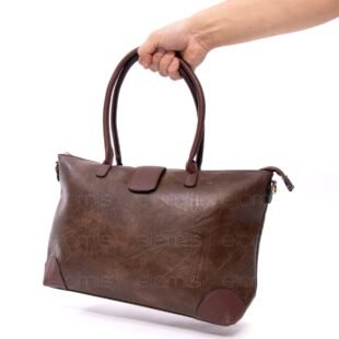 Sac à main / Cartable " Aurora " à triple compartiments - Marron foncé