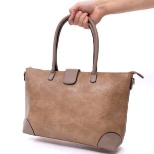 Alternative view of Sac à main / Cartable " Aurora " à triple compartiments - Taupe