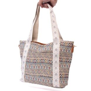 Alternative view of Sac à main " Aurora " en tissus avec motifs - Nuances de beige