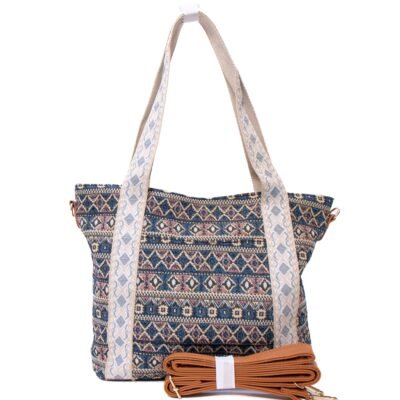 Alternative view of Sac à main " Aurora " en tissus avec motifs - Nuances de bleu