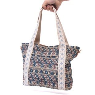 Alternative view of Sac à main " Aurora " en tissus avec motifs - Nuances de bleu