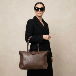 Sac à main / Cartable " Aurora " à triple compartiments - Marron foncé