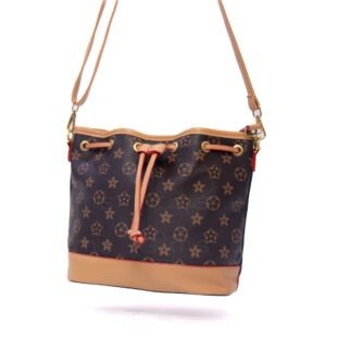 Petit sac bourse " Andi Sac " imprimé - Marron foncé finitions taupe