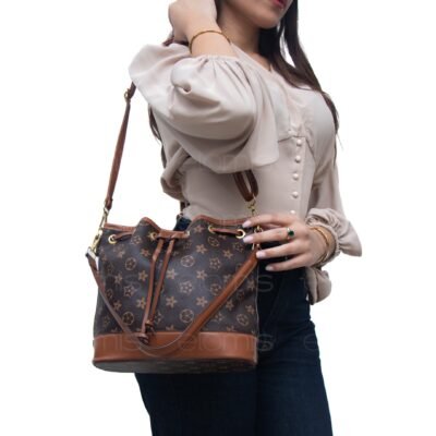 Petit sac bourse " Andi Sac " imprimé - Marron foncé finitions marron