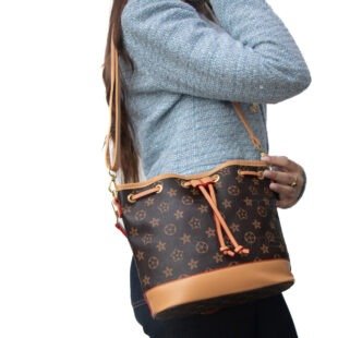 Petit sac bourse " Andi Sac " imprimé - Marron foncé finitions taupe