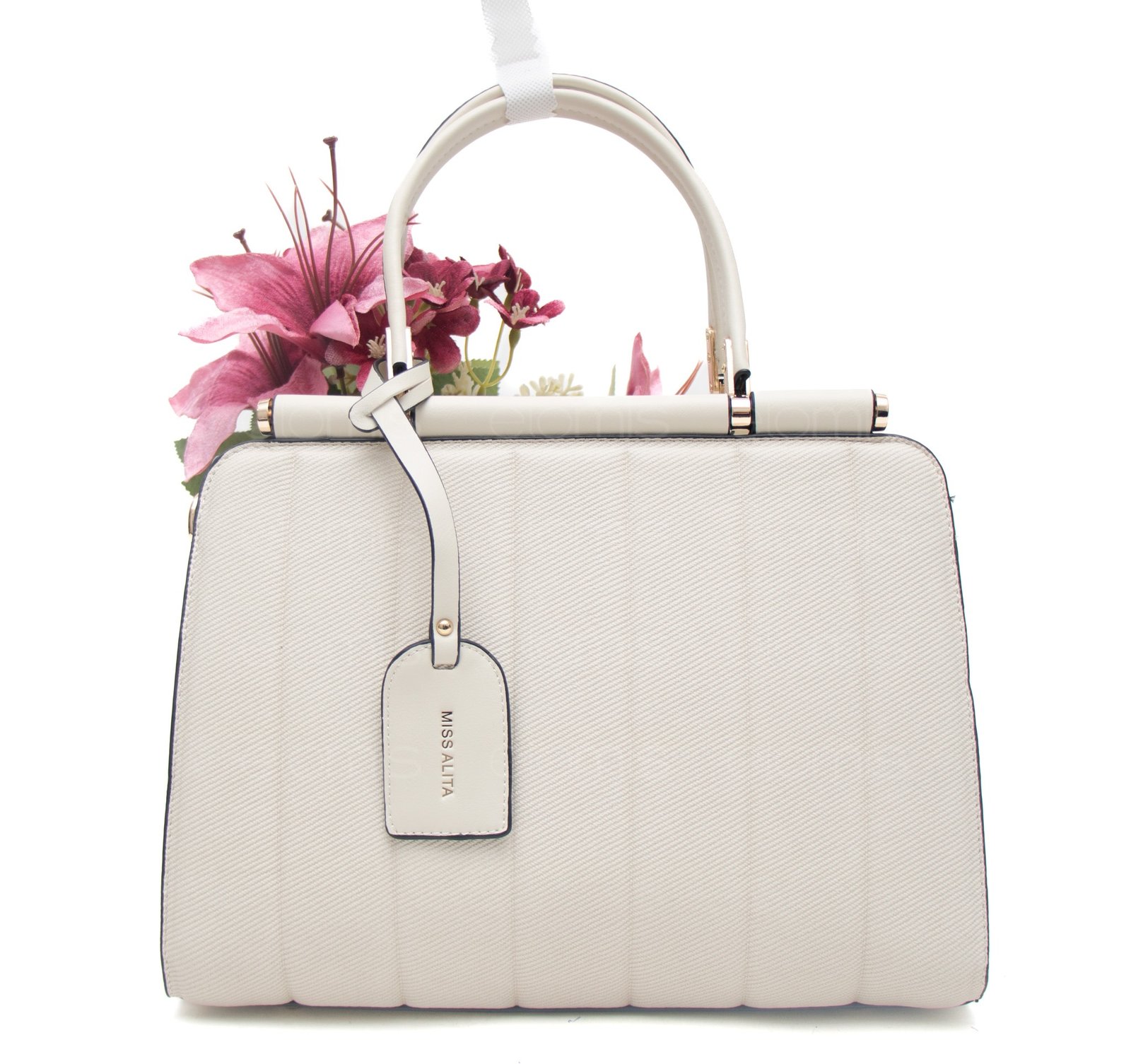 Sac à main " Miss Alita " à poignée rigide - Beige clair