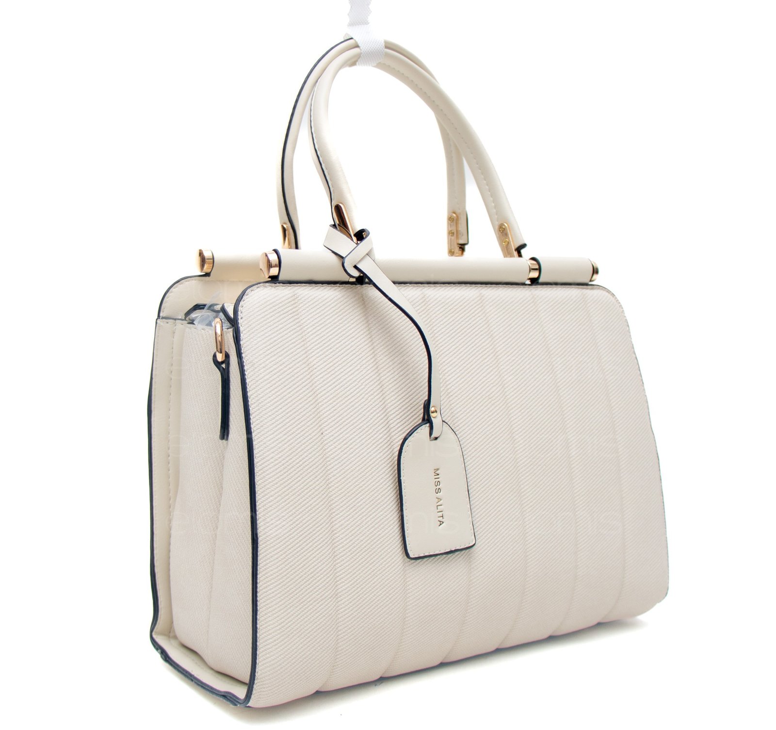 Sac à main " Miss Alita " à poignée rigide - Beige clair – Image 5