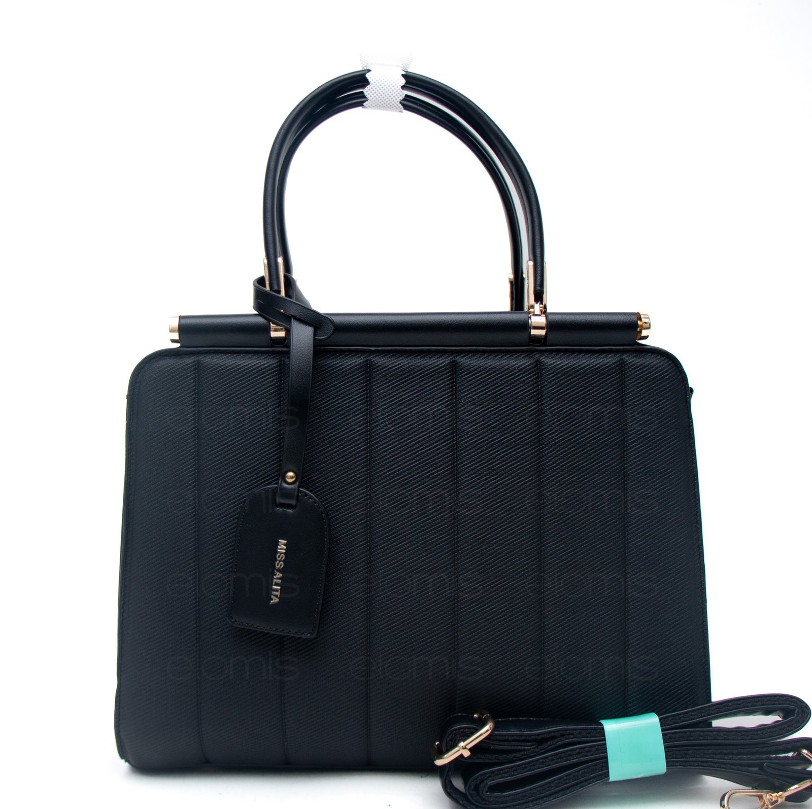 Sac à main " Miss Alita " à poignée rigide - Noir – Image 14