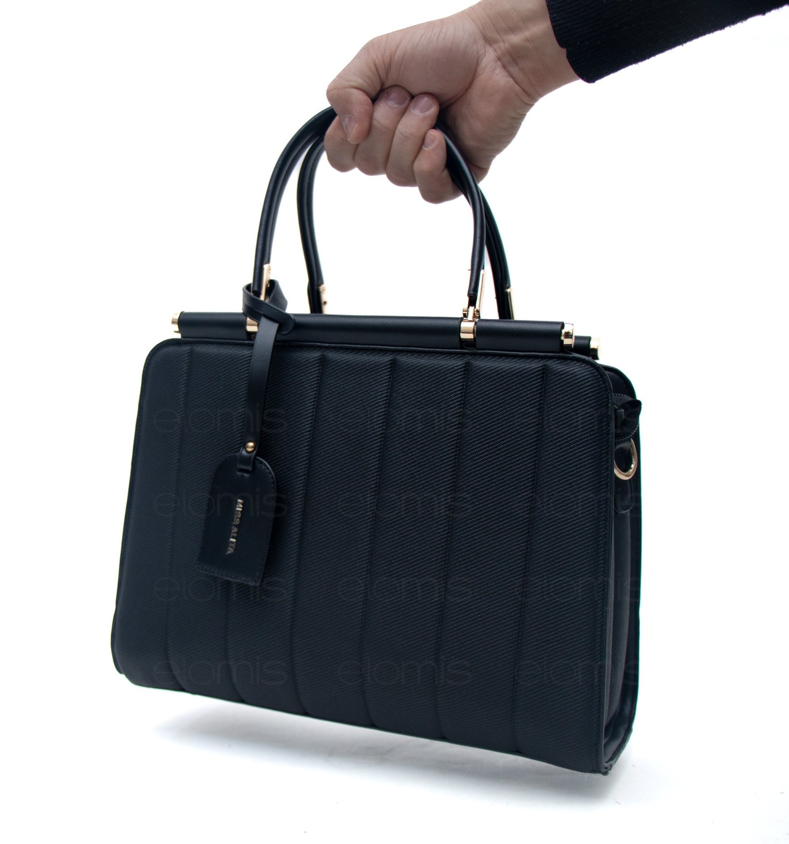 Sac à main " Miss Alita " à poignée rigide - Noir – Image 9