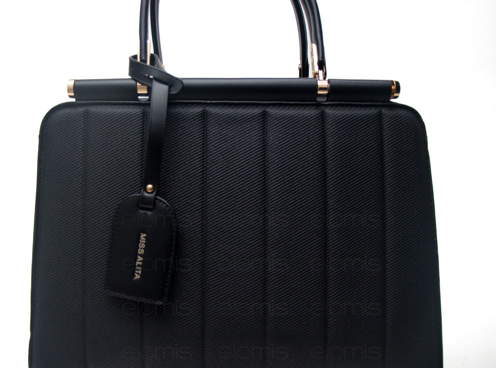 Sac à main " Miss Alita " à poignée rigide - Noir – Image 5