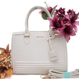 Sac à main " Miss Alita " à triple compartiments - Blanc cassé