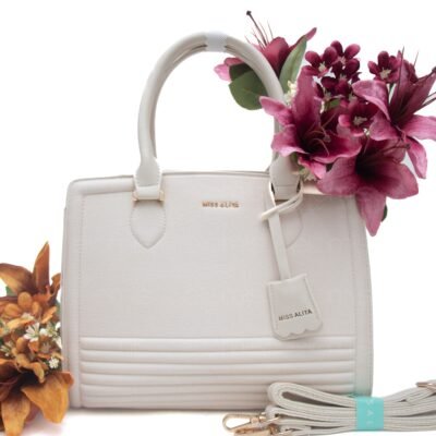 Sac à main " Miss Alita " à triple compartiments - Blanc cassé