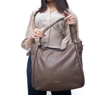 Alternative view of Grand sac " VALENTINI GINO " à anses tressées - Taupe