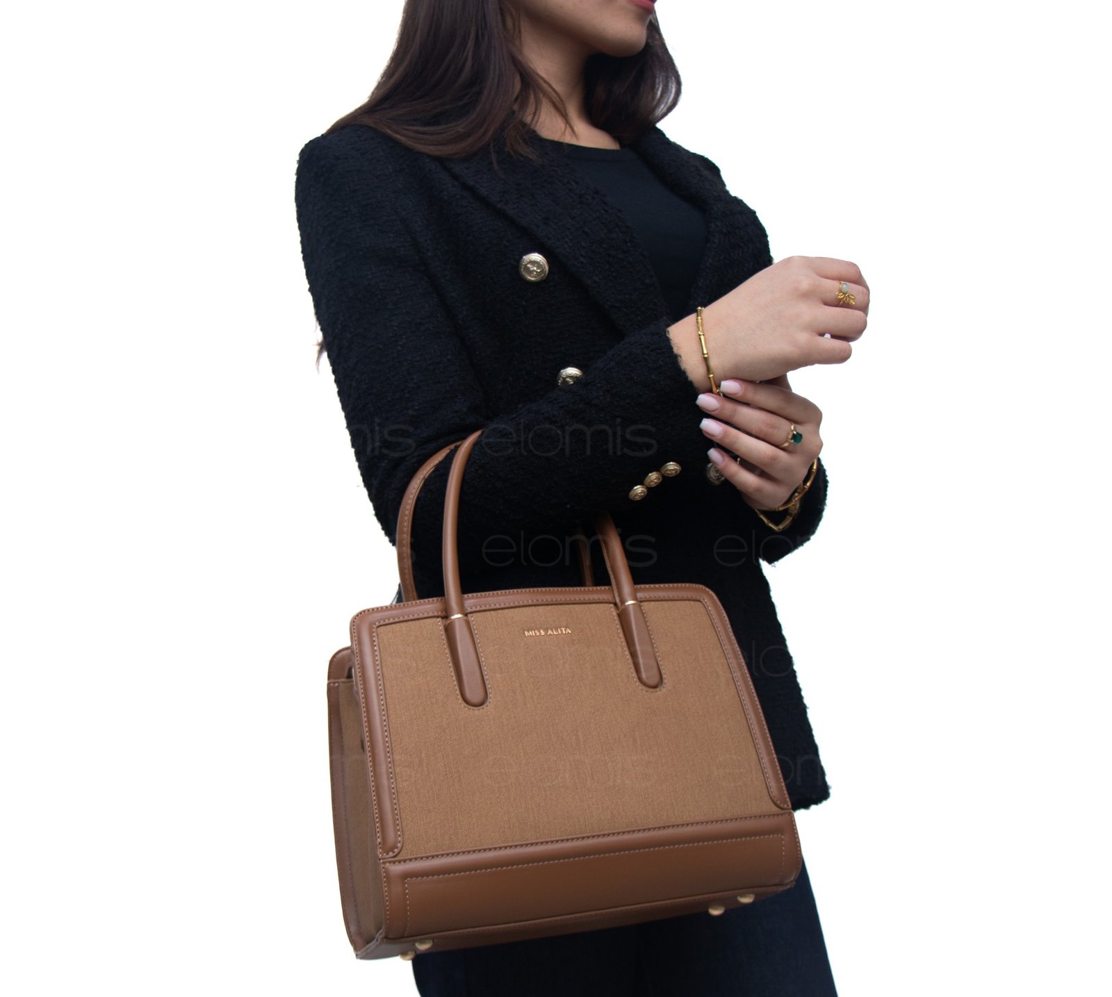 Sac à main " Miss Alita " à triple compartiments - Marron