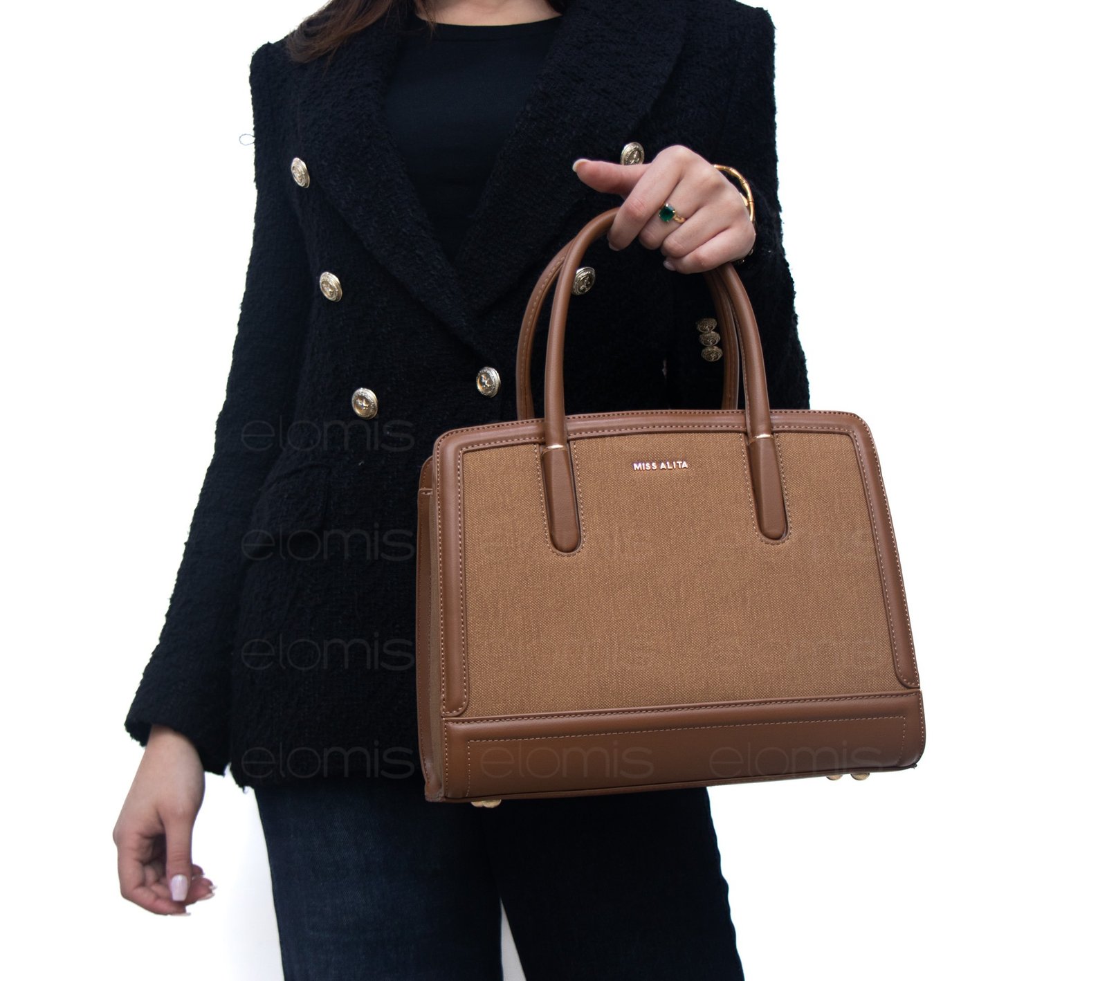 Sac à main " Miss Alita " à triple compartiments - Marron – Image 4