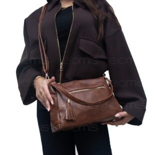 Sac bandoulière " Marina Rylan " à triple compartiments interne - Marron foncé