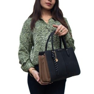 Alternative view of Sac à main " Christina & Olk " à deux ton - Noir / Finitions marron