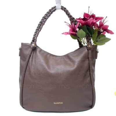 Grand sac " VALENTINI GINO " à anses tressées - Taupe