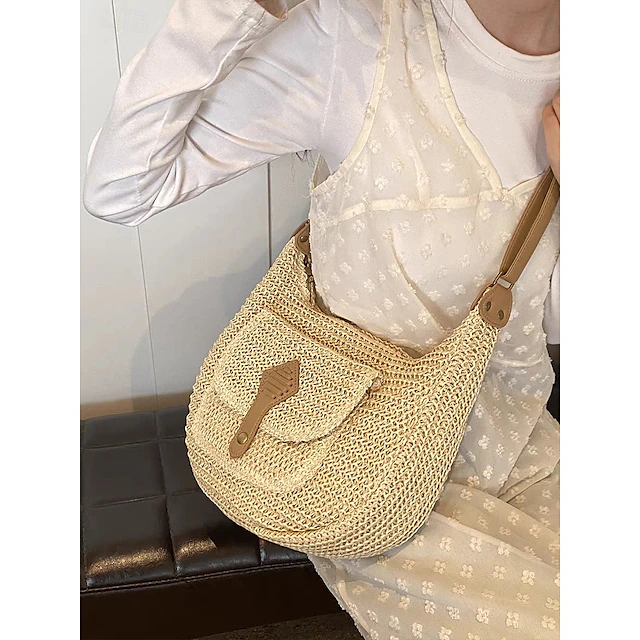 Sac bandoulière effet liège avec poche avant - Beige clair / Finitions Marron – Image 2