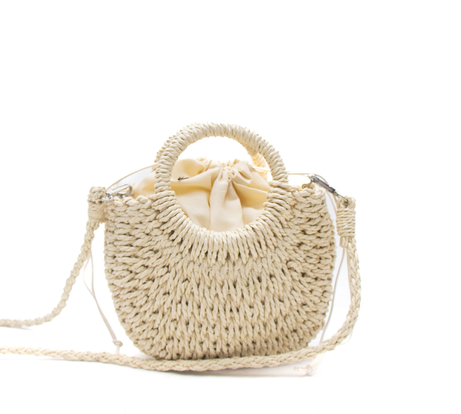 Petit sac bandoulière effet liège arrondi avec fleurs jaunes - Beige – Image 8