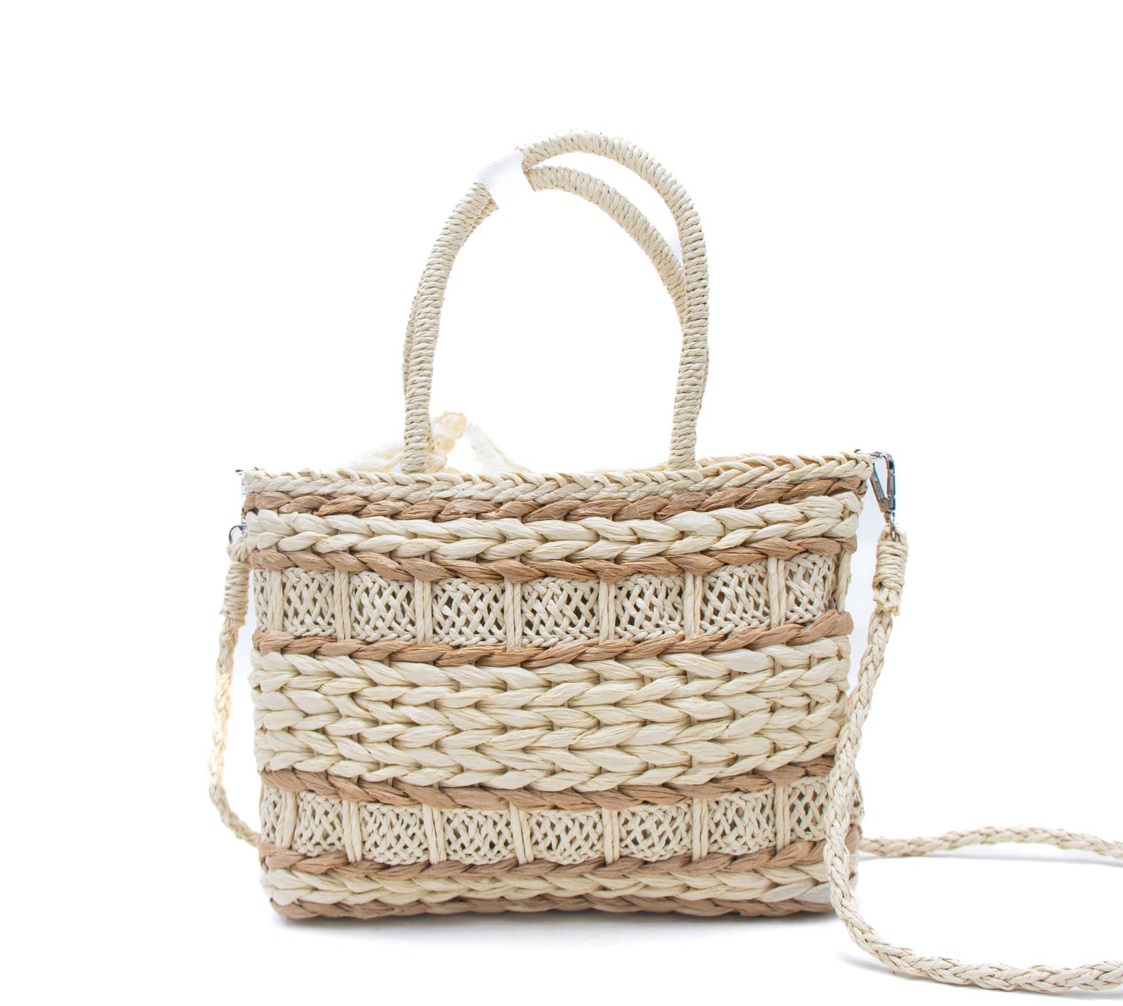 Sac à main effet liège avec foulard en dentèle - Beige – Image 6