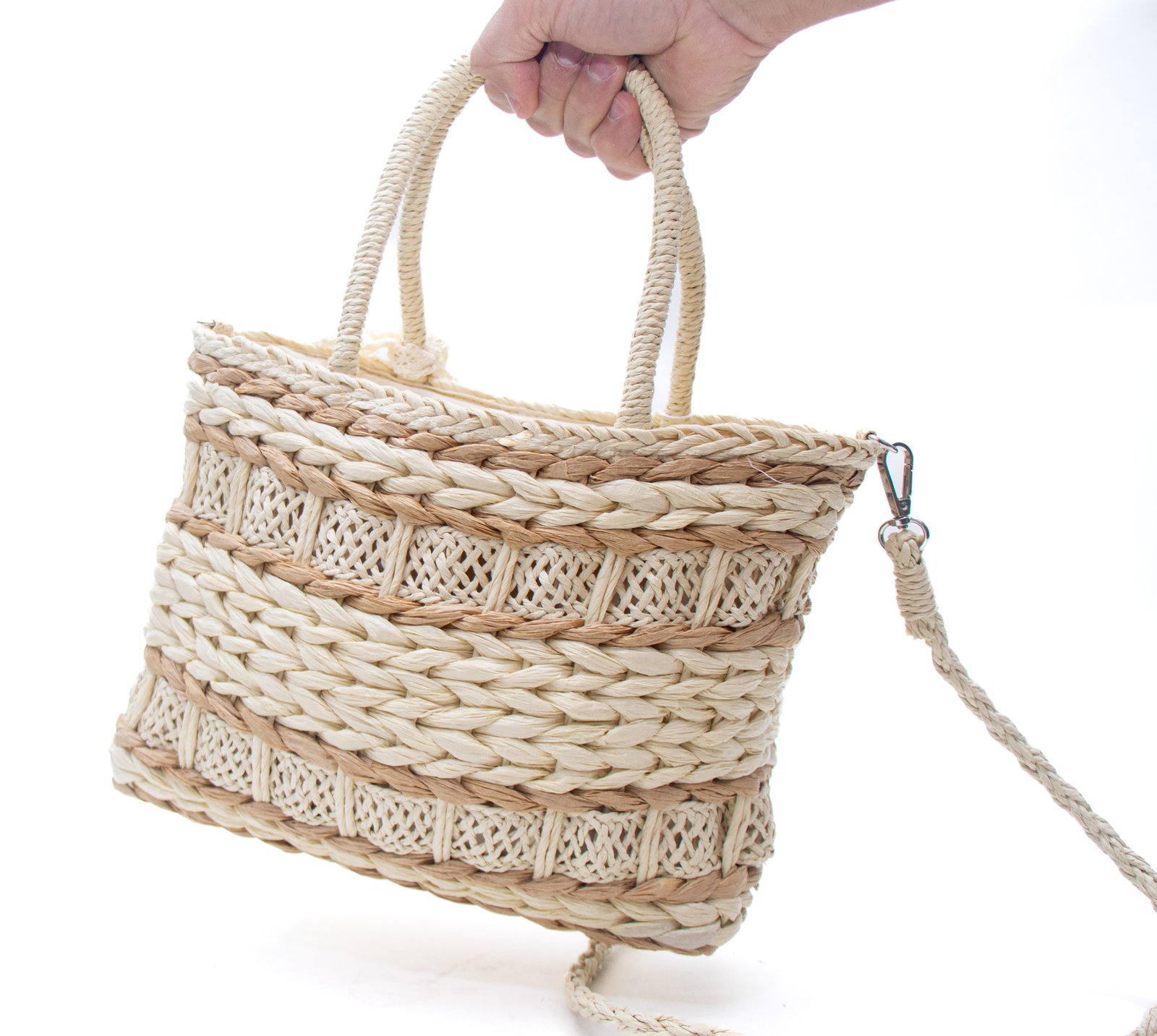 Sac à main effet liège avec foulard en dentèle - Beige – Image 4