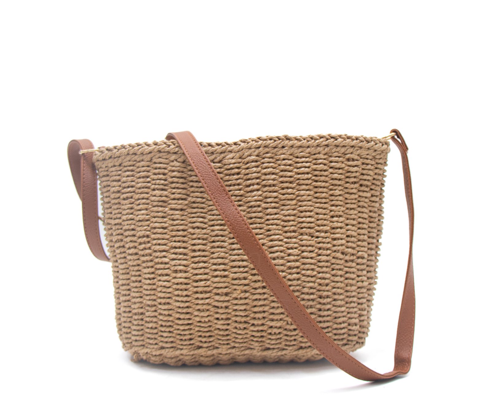 Sac bandoulière effet liège - Taupe / Finitions marron – Image 7