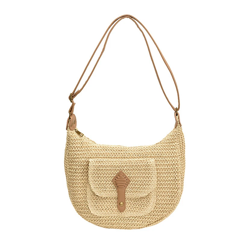Sac bandoulière effet liège avec poche avant - Beige clair / Finitions Marron – Image 5